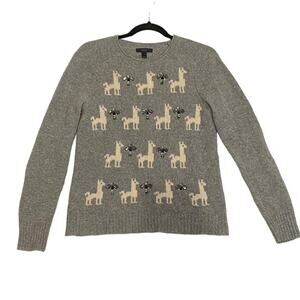 J. Crew Llama Embellished Gray Sweater Size Small